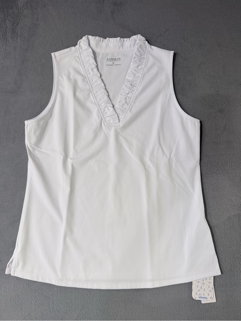 Acegolfs - More Than Basic Ruffle V-Neck Tank Top UPF50+